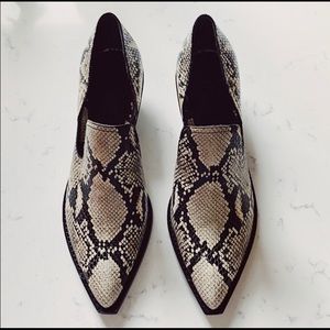 Tabatha print snakeskin booties